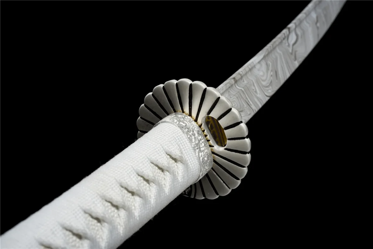 Plastic Training Knife Type A angled stand display of unsheathed plastic blade and scabbard, training samurai sword, plastic training sword