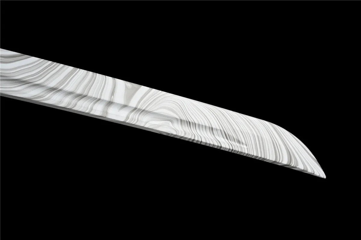 Plastic Training Knife Type A blade tip curvature with continuous swirl pattern detail, training samurai sword, plastic training sword