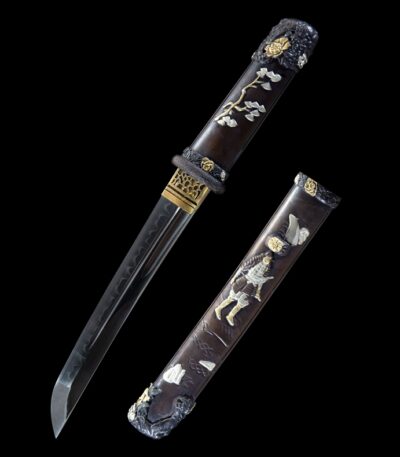 Premium Tanto blade and scabbard separated, ideal for detailed component inspection.