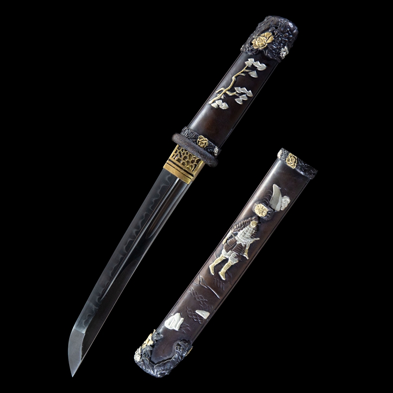 Premium Tanto blade and scabbard separated, ideal for detailed component inspection.