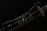 Yulong Japanese Sword handle wrapping detail, black cord tightly bound, providing a stable grip feel.