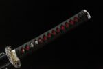 Salo knife, handle, black cord wrapping, red diamond, anti-slip design, comfortable grip, product display