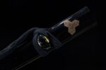 Kill Bill Hattori Hanzo sword, scabbard, black lacquer, black tie cord, black kurikata, golden ring ornament, knife accessory