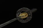 Buddha and Demon Sword round handguard, finely carved openwork, antique bronze color, protecting hands while adding beauty