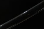 Auspicious Cloud Knife scabbard mid-section, showing its glossy black surface, outstanding texture.