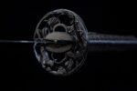 Tactical Black Warrior Samurai round handguard, black openwork design, consistent with blade style, provides protection