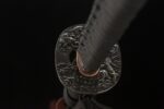 Yulong Japanese Sword handle and Tsuba guard overall view, black wrapping complementing the dragon-themed Tsuba.