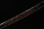 Yulong Japanese Sword scabbard section, black pattern on red base, presenting a unique visual effect.