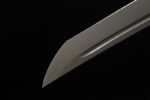 Bass Desert Judge blade tip close-up with satin finish, tactical knife, desert hunting knife