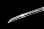 Flower Phantom Blade Katana blade tip, showcasing sharp cutting edge and polishing details