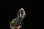 Toyama Dragon Sword handle end, black kashira with silver and gold dragon or cloud motif. Exquisite hilt finishing decoration.