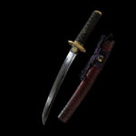 Demon Shadow Wakizashi full display, including blade, scabbard, and fittings, collectible item