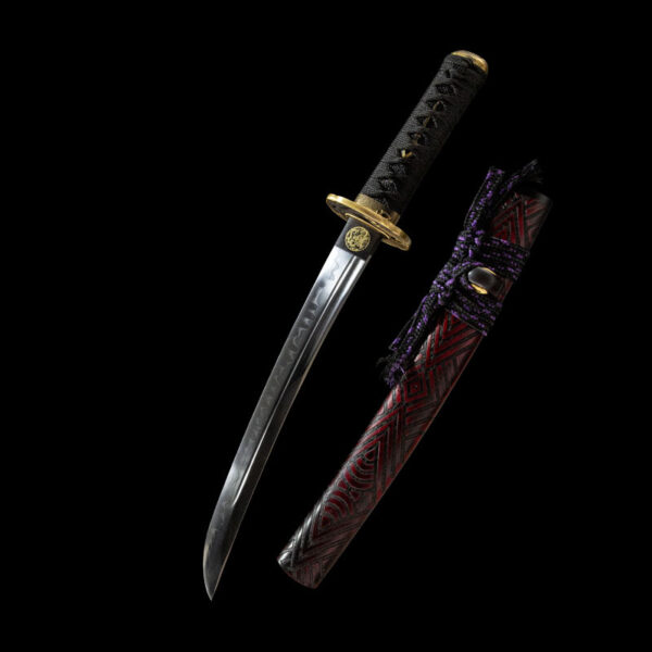 Demon Shadow Wakizashi full display, including blade, scabbard, and fittings, collectible item