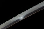 Longhai Katana blade mid-section detail, showing smooth edge and fine surface finish, highlighting craftsmanship.
