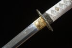 Snow Lotus Warrior Tsuba guard and handle connection, gold and silver fittings combined, stable structure.