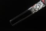 Longyao Kyushu Japanese sword scabbard end detail, white and black painted pattern