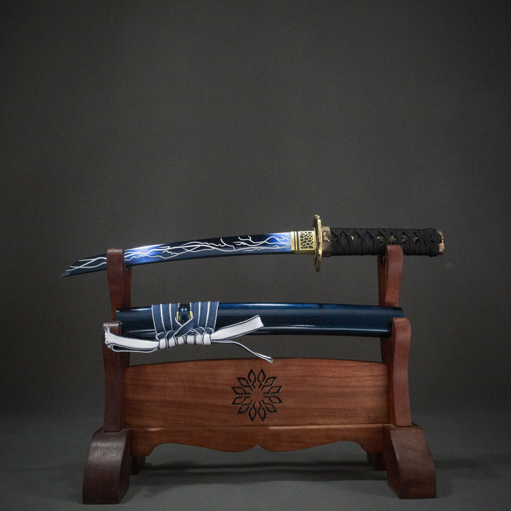 Dawnbringer full display of blade, hilt, and scabbard, fantasy style
