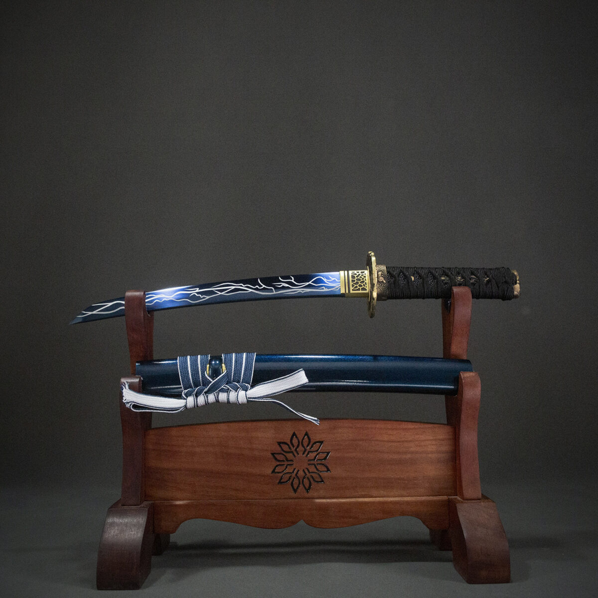 Dawnbringer full display of blade, hilt, and scabbard, fantasy style