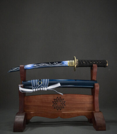 Dawnbringer full display of blade, hilt, and scabbard, fantasy style