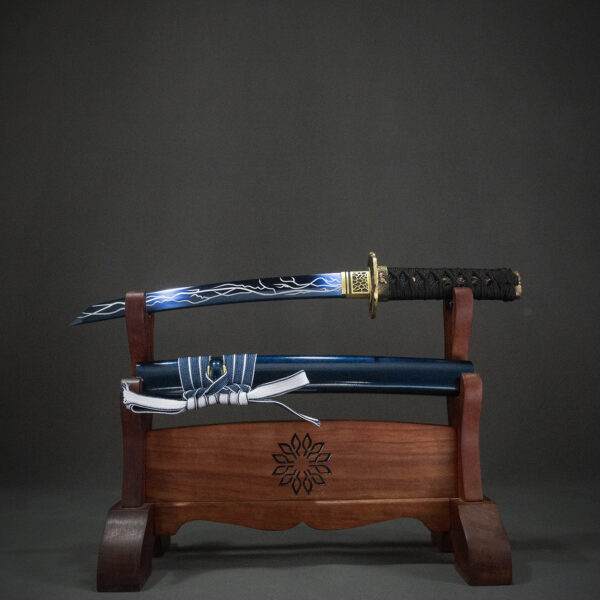 Dawnbringer full display of blade, hilt, and scabbard, fantasy style