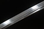 Longyao Kyushu Japanese sword blade section, revealing metallic sheen and elegant curvature