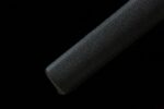 Shadow Ninja Straight Blade scabbard bottom end close-up, showcasing its black matte material and simple finishing design.