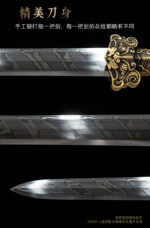 Zhuang Wang Sword blade, partial pattern, intricate carving, reflecting luster