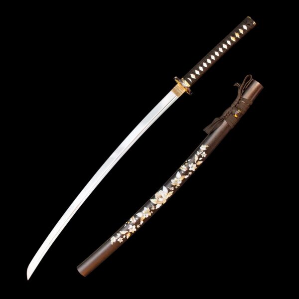 Flower Phantom Blade Katana full display, blade, handle, and scabbard in harmonious unity