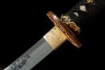 Longhai Katana handle wrapping close-up, showing its tightly braided texture, providing a secure grip.