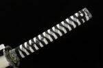 Mermaid Sword handle overview, black wrapping with white ray skin texture