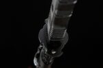 Space warrior sword, black guard, unique shape, handle texture, connection point, futuristic design, weapon accessory display