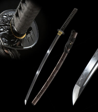 Demon-killing Sword complete view, including handle, blade, scabbard, and blade tip close-up, showcasing overall design.