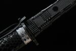 Space warrior sword, scabbard, handle, connection, silver guard, intricate carving, futuristic design, weapon interface display