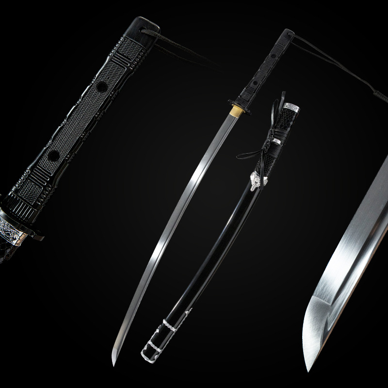 Space Warrior components disassembled view, handle, blade, scabbard separated, for maintenance or customization.