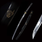 Kill Bill Hattori Hanzo Katana full view, showcasing sharp blade, glossy scabbard and tip detail, presenting excellent product design and craftsmanship