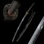 Yulong Japanese Sword disassembled components display, including blade, handle, scabbard, and fittings, for structural understanding.