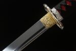 Salo knife, sharp blade, golden habaki, silver guard, exquisite connection, collectible detail