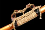 Rosewood Wooden Training Sword Katana Training Sword sageo cord wrap and kurikata attachment in braided gold pattern, training samurai sword, wooden samurai sword