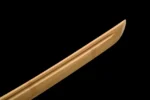 Silver Peony curved blade mid-section and hamon detail on samurai sword