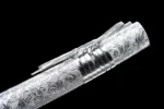 Silver Peony scabbard engraved peony pattern close-up on samurai sword