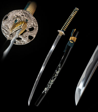 Warrior Soul full sword display, blade, handle, scabbard components in harmony