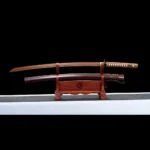 Samurai Sword Training Wooden Sword AB Type sheathed and unsheathed sword pair detail, training samurai sword, wooden samurai sword, wooden training samurai sword