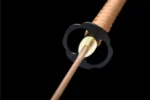 Samurai Sword Training Wooden Sword AB Type tsuba guard front view detail, training samurai sword, wooden samurai sword, wooden training samurai sword