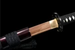 Samurai Sword Training Wooden Sword AC Type scabbard mouth and brass habaki detail, training samurai sword, wooden samurai sword, wooden training samurai sword