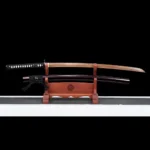 Samurai Sword Training Wooden Sword AC Type sheathed and unsheathed pair detail, training samurai sword, wooden samurai sword, wooden training samurai sword