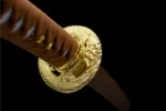 12-inch Samurai Sword Training Wooden Sword F Type side view of tsuba with intricate dragon motif, training samurai sword, wooden samurai sword