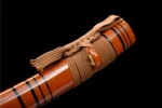 12-inch Samurai Sword Training Wooden Sword F Type brown tsuka-ito wrap and natural wood samegawa handle detail, training samurai sword, wooden samurai sword