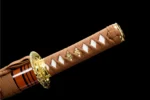 12-inch Samurai Sword Training Wooden Sword F Type underside view of golden tsuba carving, training samurai sword, wooden samurai sword