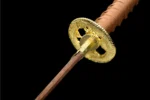 12-inch Samurai Sword Training Wooden Sword F Type brass habaki and wooden blade-mouth junction detail, training samurai sword, wooden samurai sword