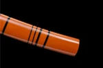 12-inch Samurai Sword Training Wooden Sword F Type lacquered orange scabbard with black stripes detail, training samurai sword, wooden samurai sword
